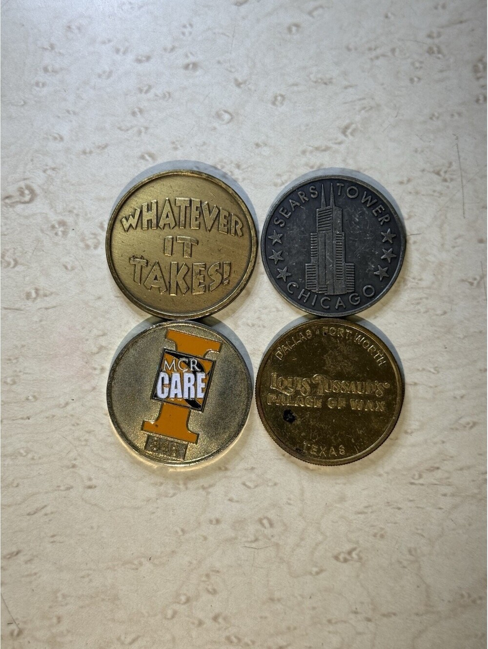 Vintage Advertising Token Lot Budweiser Sears Tower Chicago MCR DARE Texas 4pc